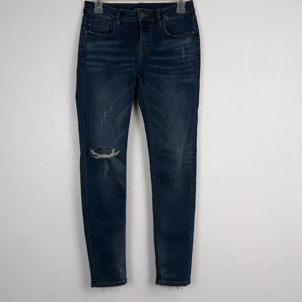 VIGOSS Women's The Jagger Skinny Jeans Size W26 L28 Distressed Medium Wash Blue
